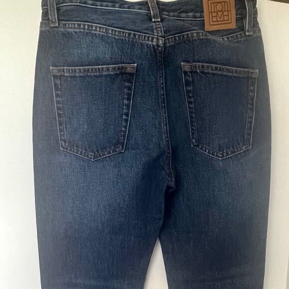 TOTEME High Rise Slim Straight Leg Jeans Womens 26/32 Dark Vintage Denim - Picture 6 of 9